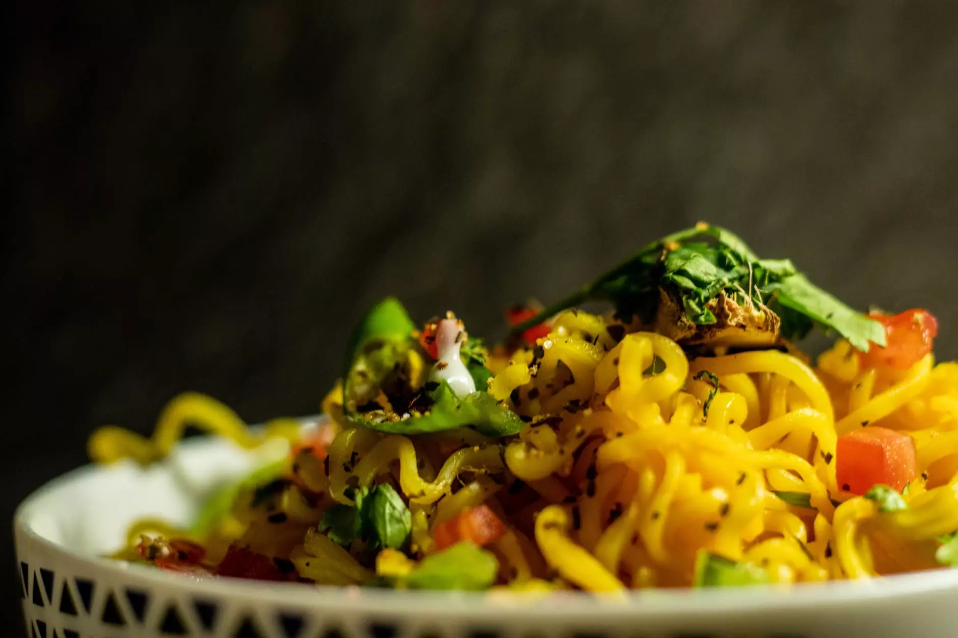 Spicy noodles in a bowel with ramen noodles